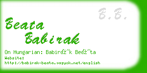 beata babirak business card